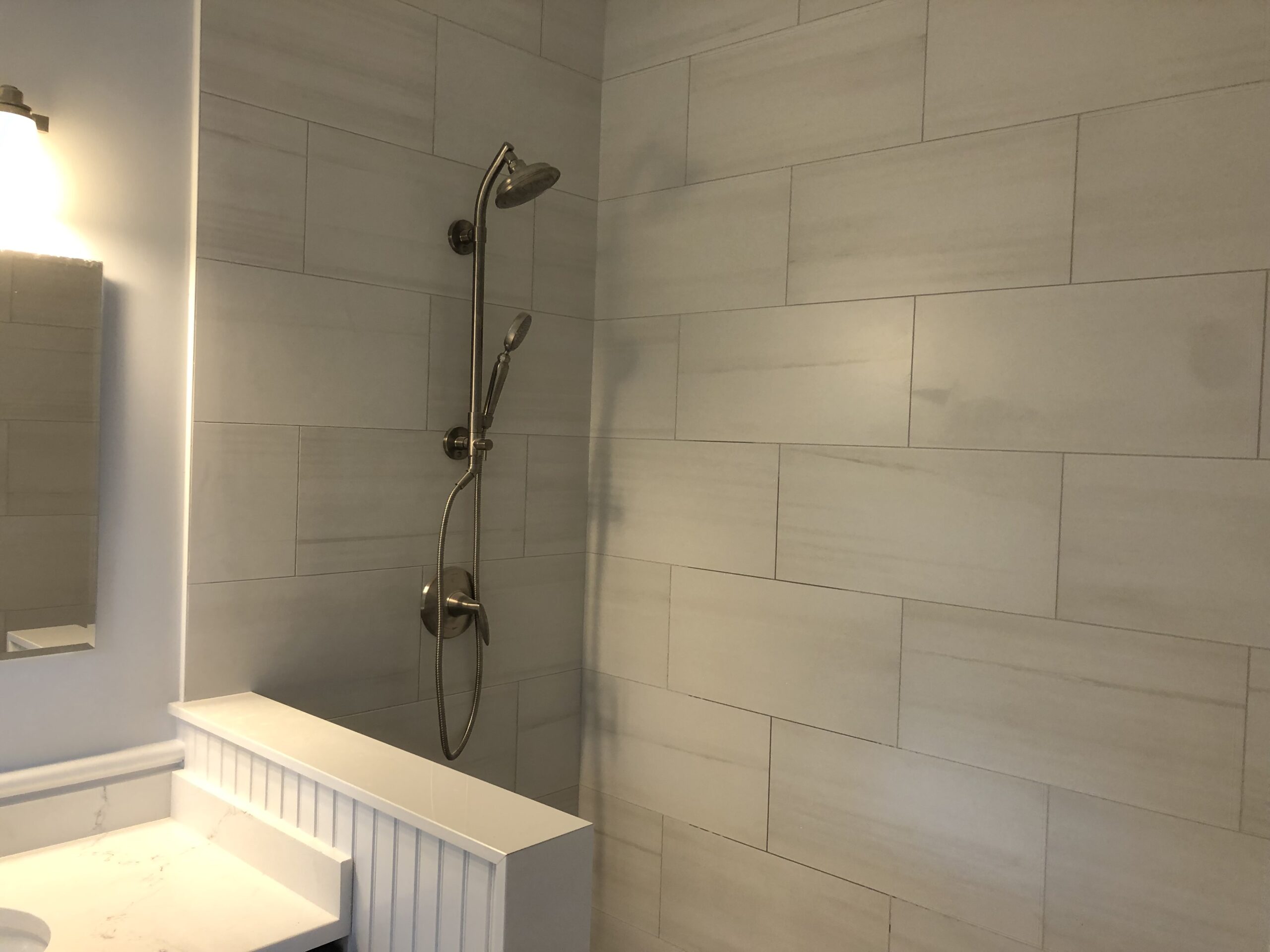 Bathroom tile detail by Custom Crafted Homes